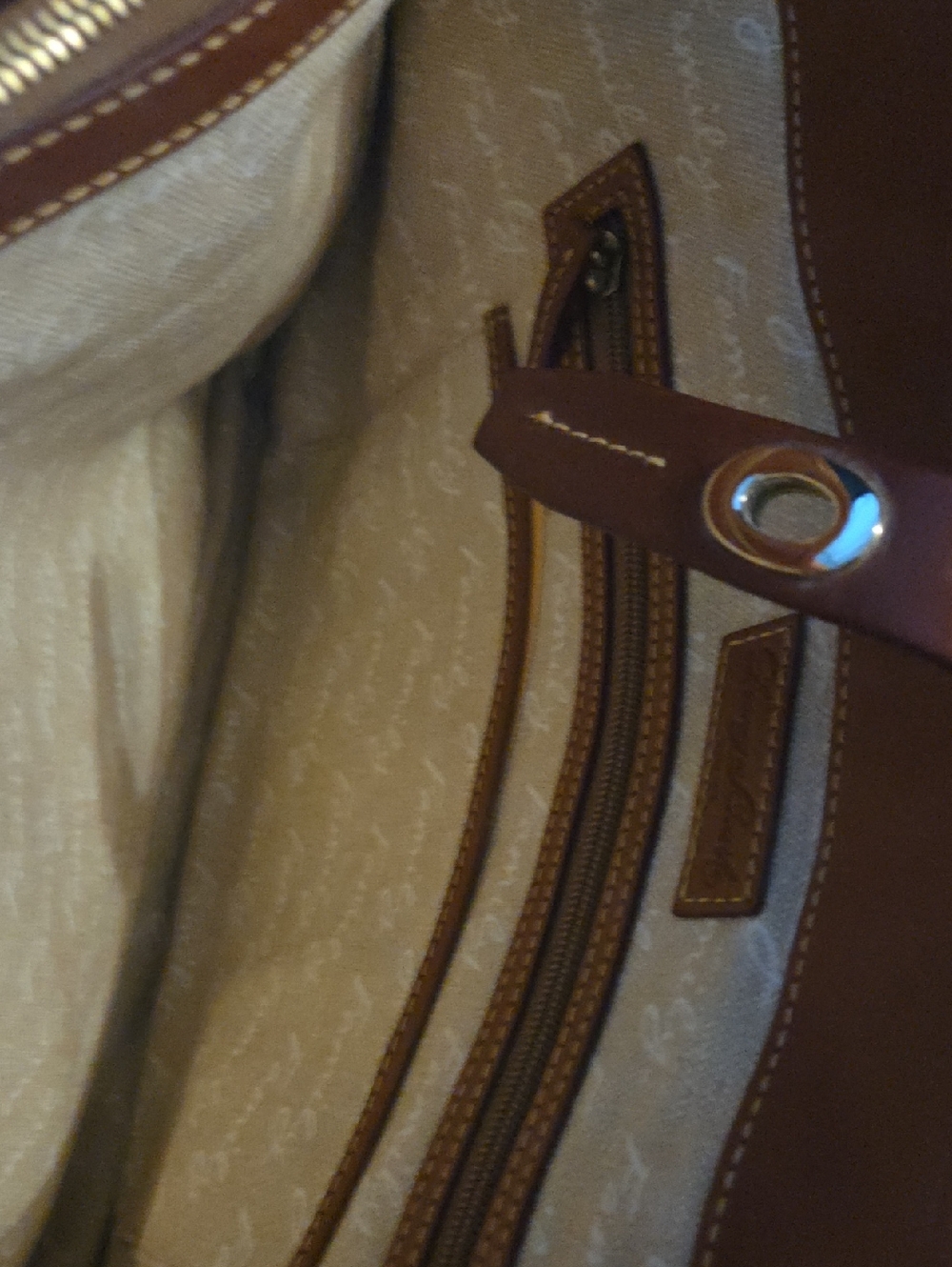 Dooney & Bourke Multicolor Camouflage Canvas Tote with Brown Leather Trim - Picture 4 of 4